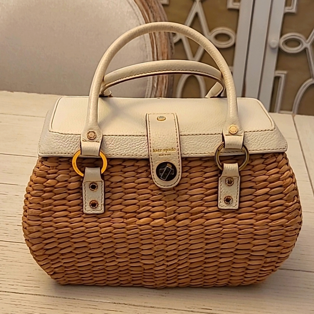 Original tag. Vintage 90s Kate Spade Woven Basket Tote.